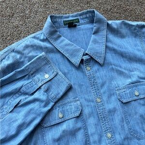 Lauren Jeans Company Light Wash Chambray Shirt Size 3XL